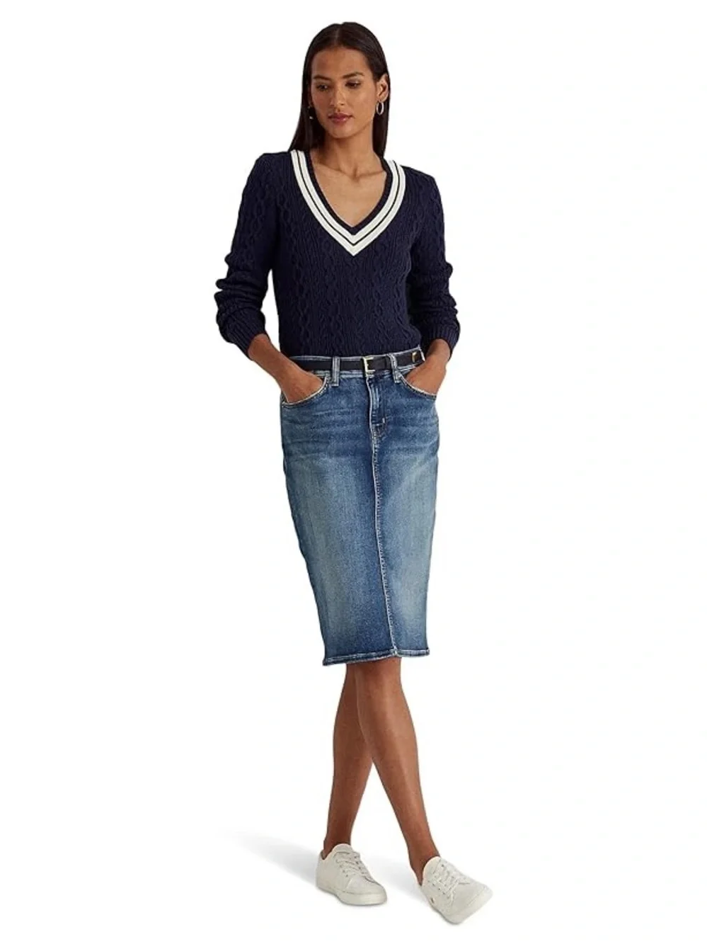 NWT Lauren Ralph Lauren Medium Blue Denim Pencil Skirt